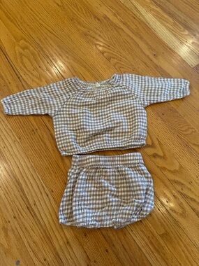 Quincy Mae Checker Two-Piece Top & Bloomers Set